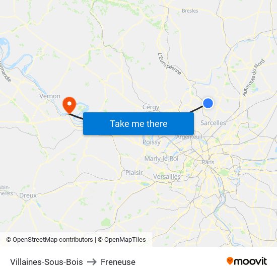 Villaines-Sous-Bois to Freneuse map