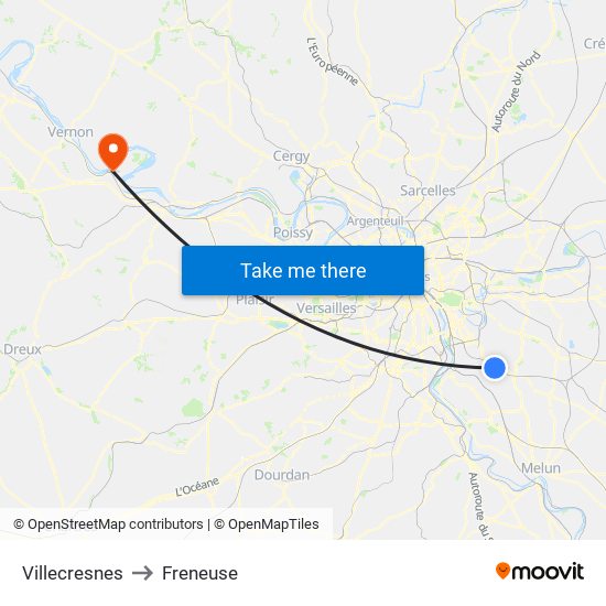 Villecresnes to Freneuse map