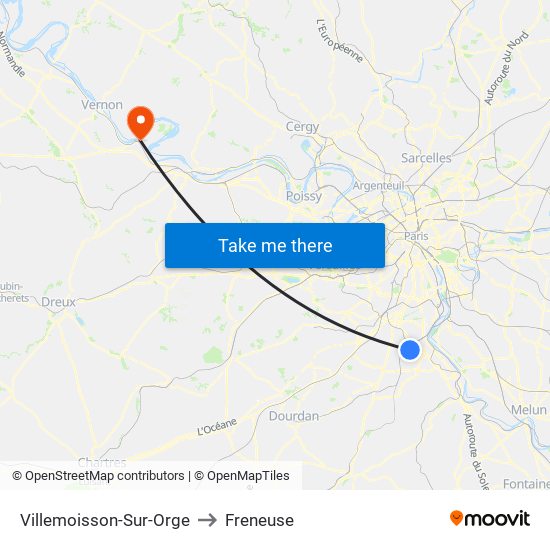 Villemoisson-Sur-Orge to Freneuse map