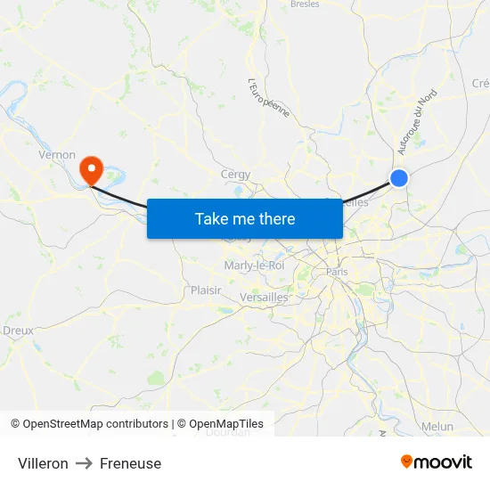 Villeron to Freneuse map