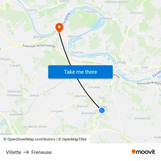 Villette to Freneuse map