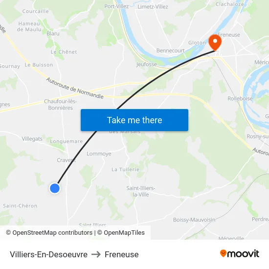 Villiers-En-Desoeuvre to Freneuse map