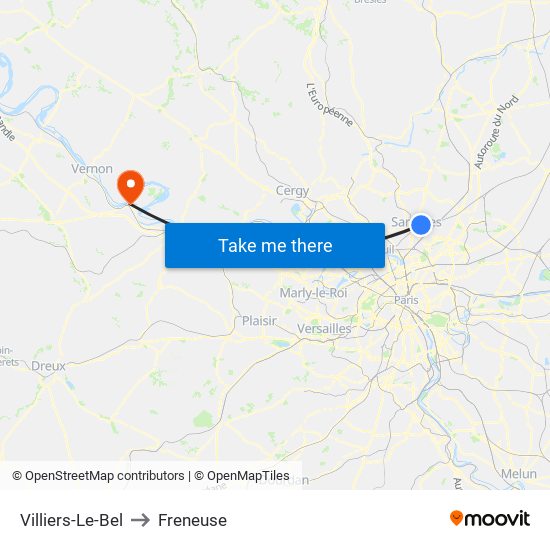 Villiers-Le-Bel to Freneuse map
