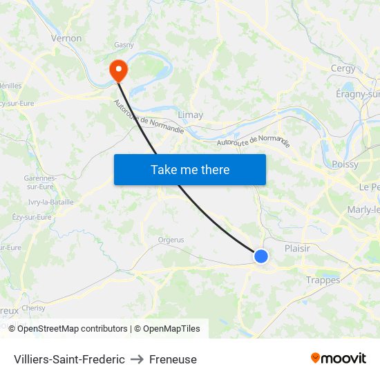 Villiers-Saint-Frederic to Freneuse map