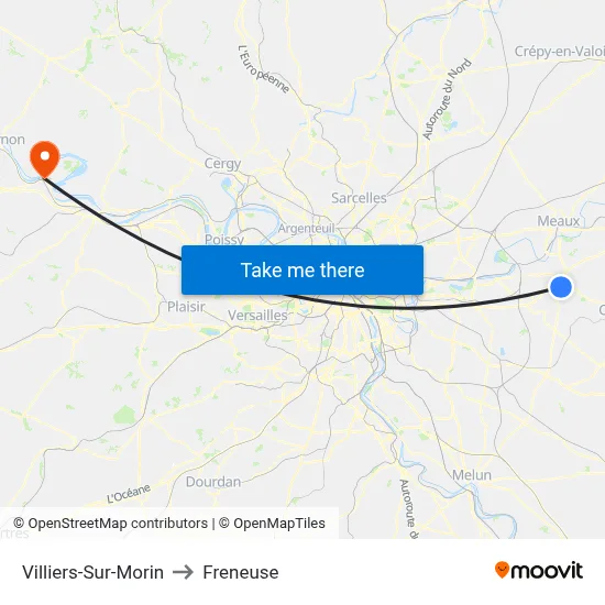 Villiers-Sur-Morin to Freneuse map