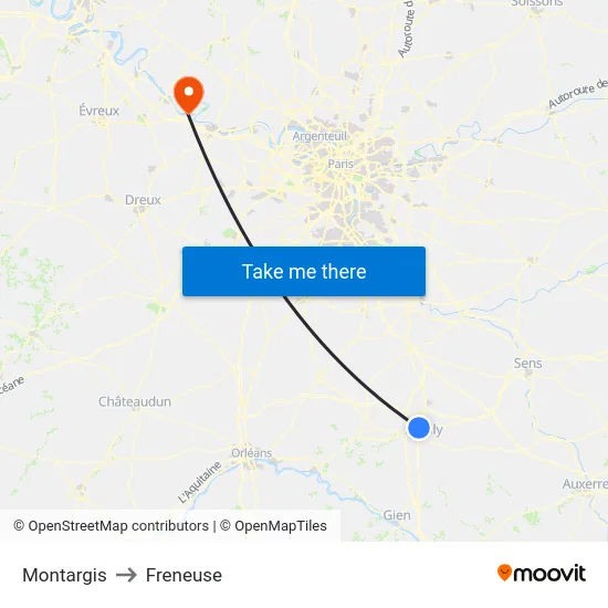 Montargis to Freneuse map