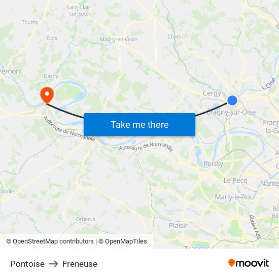 Pontoise to Freneuse map