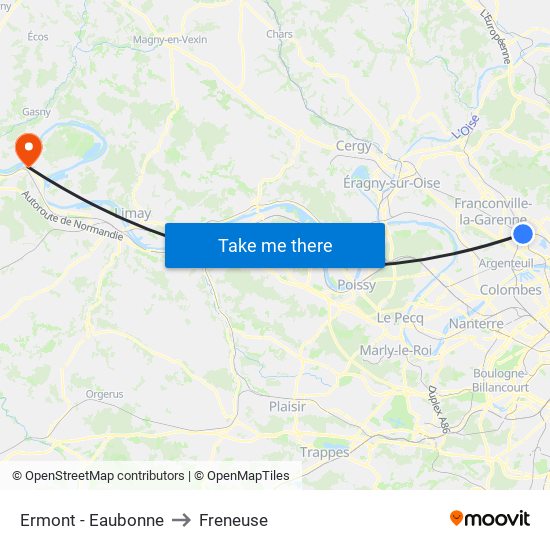 Ermont - Eaubonne to Freneuse map
