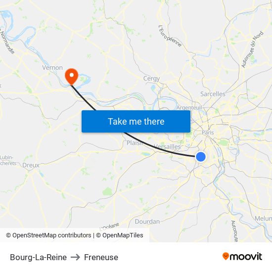 Bourg-La-Reine to Freneuse map