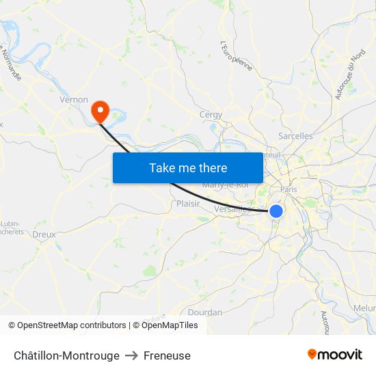 Châtillon-Montrouge to Freneuse map