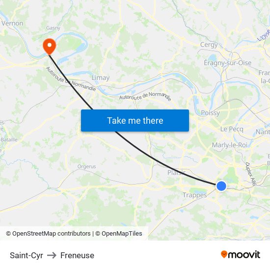 Saint-Cyr to Freneuse map