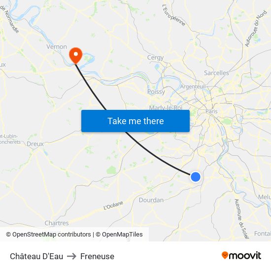 Château D'Eau to Freneuse map