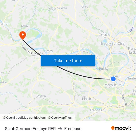 Saint-Germain-En-Laye RER to Freneuse map