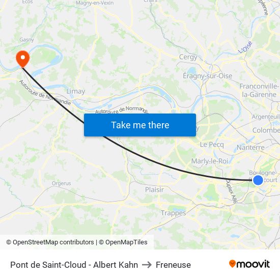 Pont de Saint-Cloud - Albert Kahn to Freneuse map