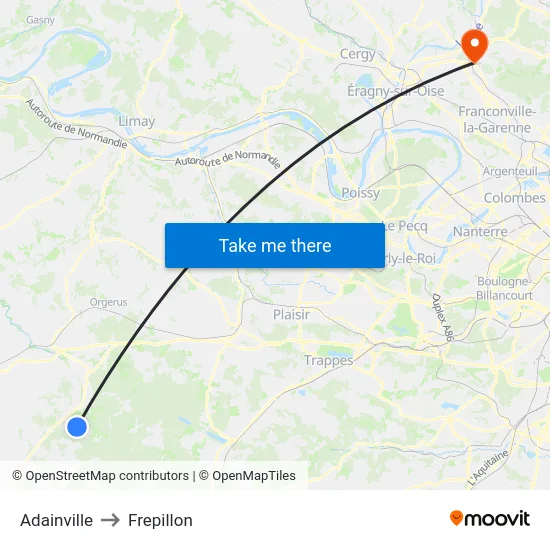 Adainville to Frepillon map