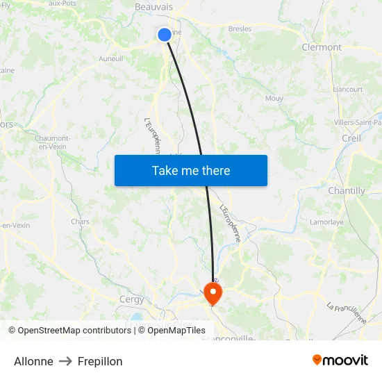 Allonne to Frepillon map