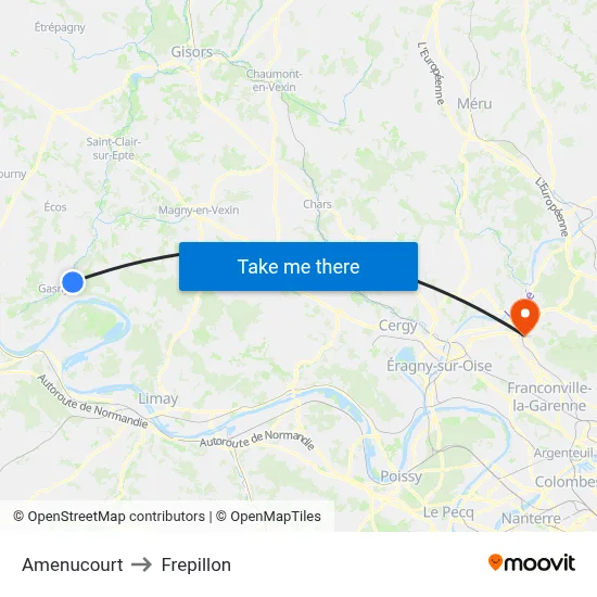 Amenucourt to Frepillon map