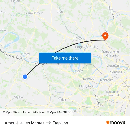 Arnouville-Les-Mantes to Frepillon map