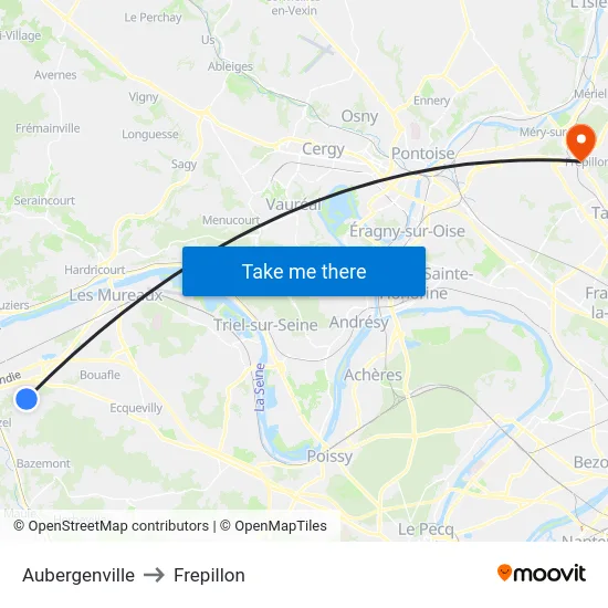 Aubergenville to Frepillon map