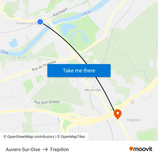 Auvers-Sur-Oise to Frepillon map