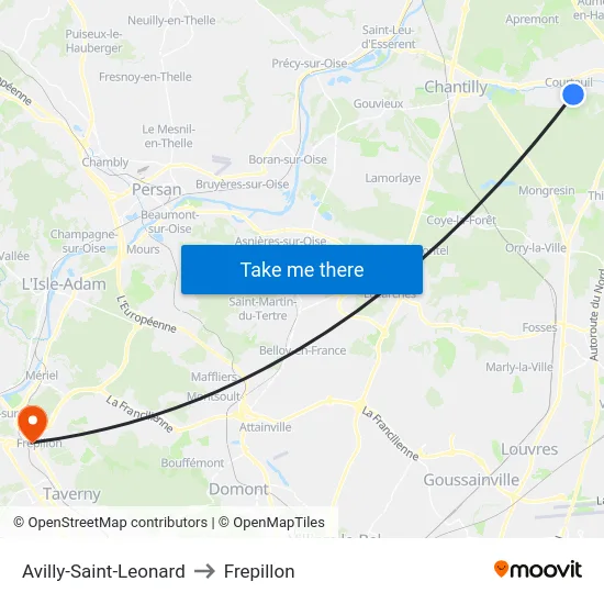Avilly-Saint-Leonard to Frepillon map
