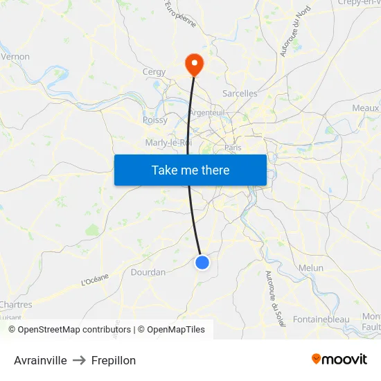 Avrainville to Frepillon map