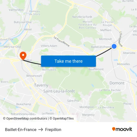 Baillet-En-France to Frepillon map