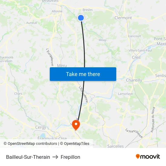 Bailleul-Sur-Therain to Frepillon map