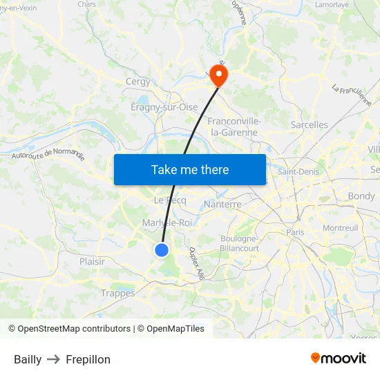Bailly to Frepillon map