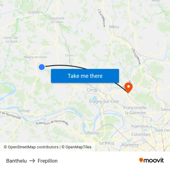 Banthelu to Frepillon map