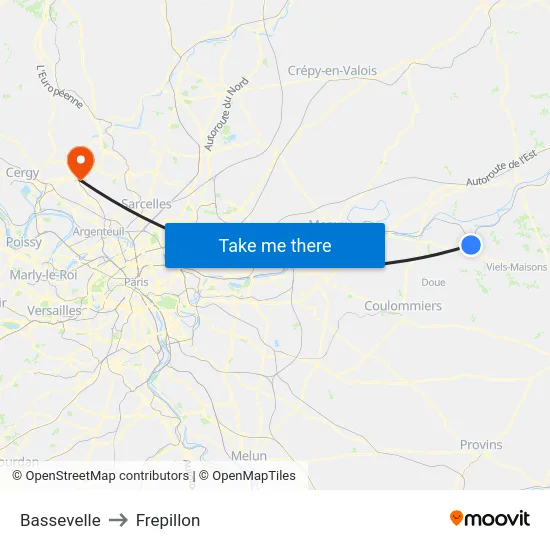 Bassevelle to Frepillon map