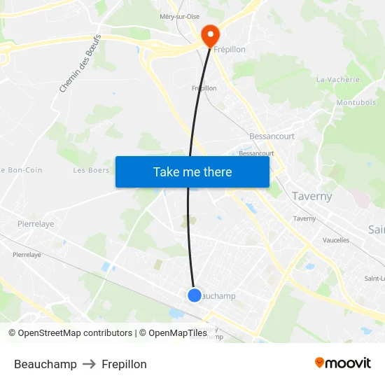 Beauchamp to Frepillon map
