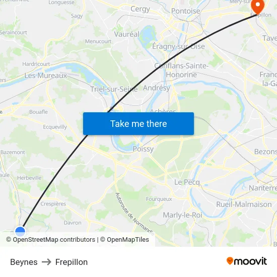 Beynes to Frepillon map