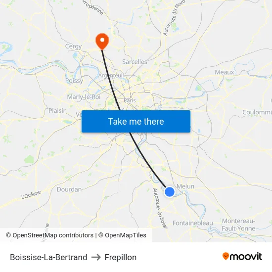 Boissise-La-Bertrand to Frepillon map