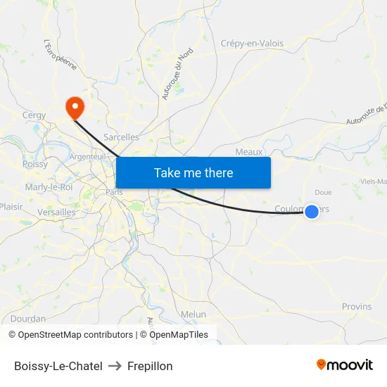 Boissy-Le-Chatel to Frepillon map