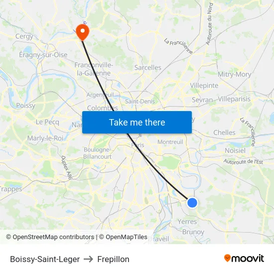 Boissy-Saint-Leger to Frepillon map
