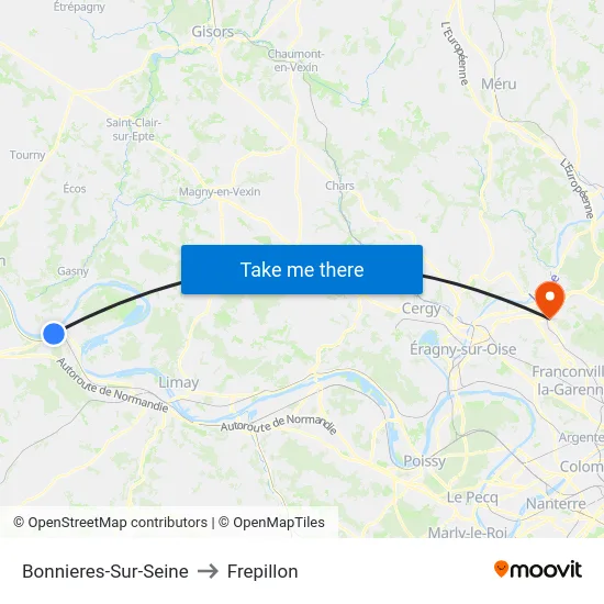 Bonnieres-Sur-Seine to Frepillon map