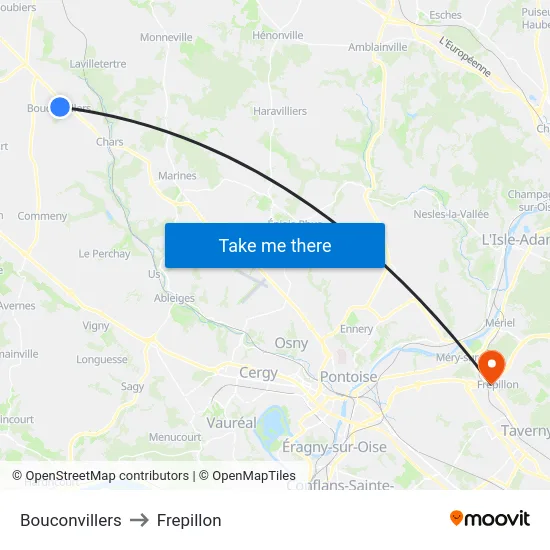Bouconvillers to Frepillon map