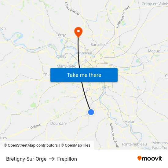 Bretigny-Sur-Orge to Frepillon map