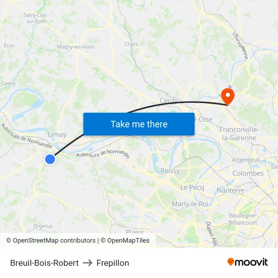 Breuil-Bois-Robert to Frepillon map