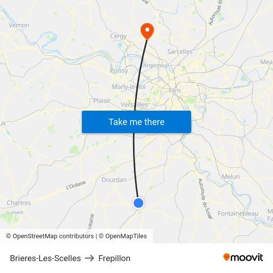 Brieres-Les-Scelles to Frepillon map