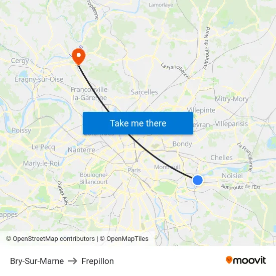 Bry-Sur-Marne to Frepillon map