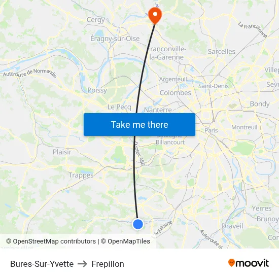 Bures-Sur-Yvette to Frepillon map