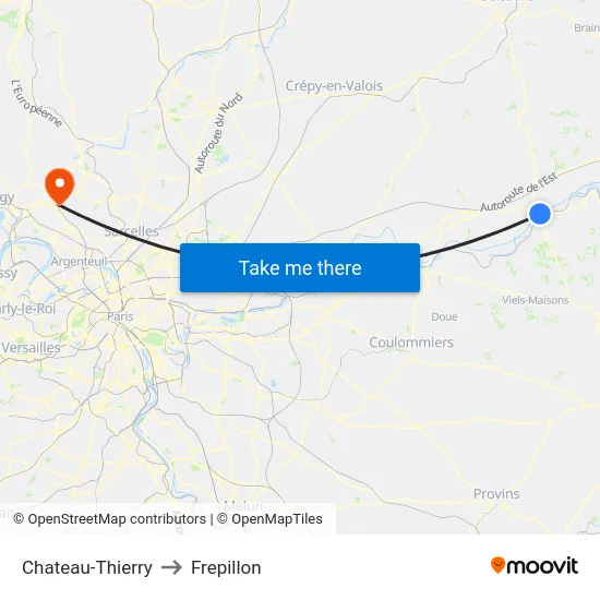 Chateau-Thierry to Frepillon map