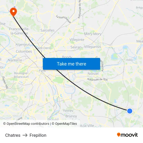 Chatres to Frepillon map