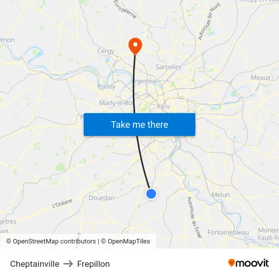 Cheptainville to Frepillon map