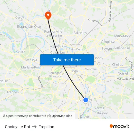 Choisy-Le-Roi to Frepillon map