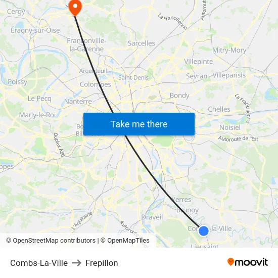 Combs-La-Ville to Frepillon map