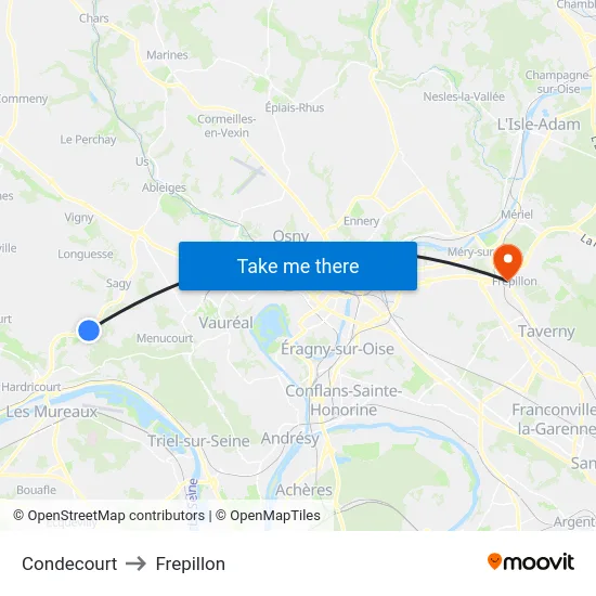 Condecourt to Frepillon map