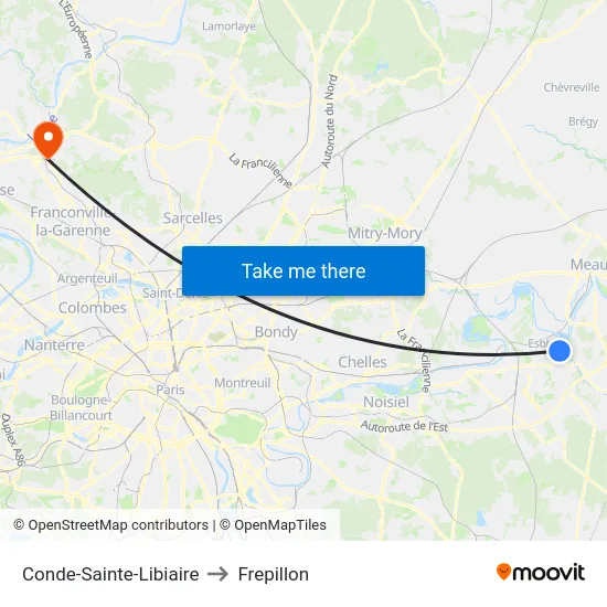 Conde-Sainte-Libiaire to Frepillon map